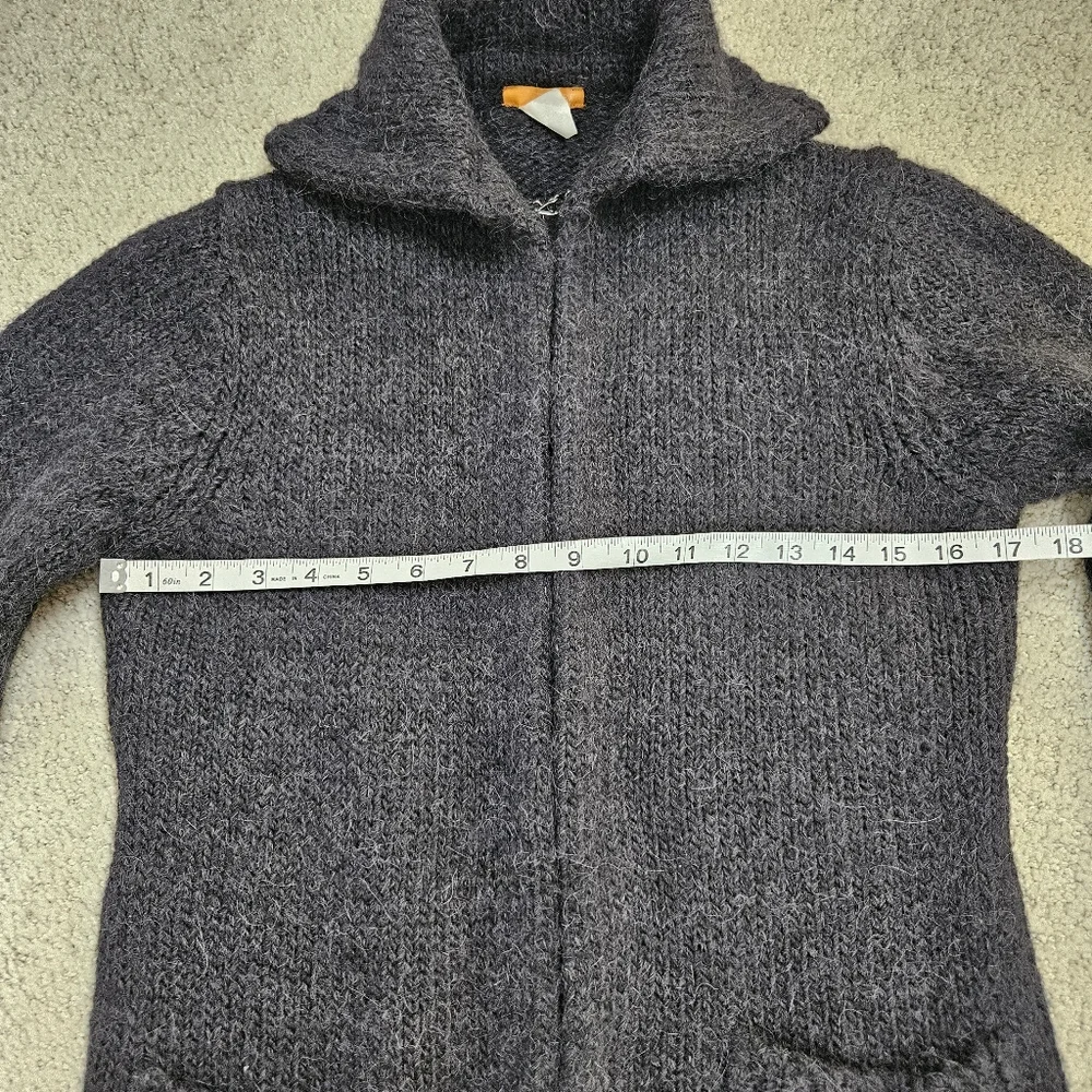 J Crew Sweater Coat Duster Womens M Blue Longline Collar Knit Alpaca blend
